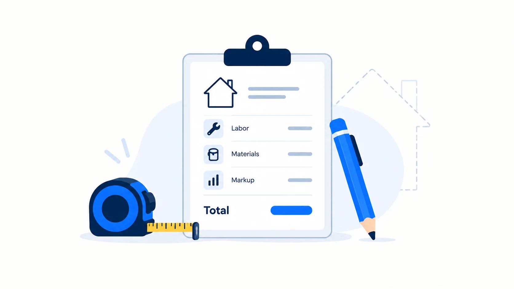Handyman job estimate showing labor, materials, markup, and total cost