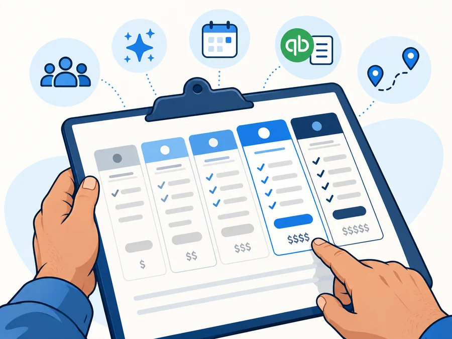Home-service business owner comparing QuoteIQ plans and pricing factors